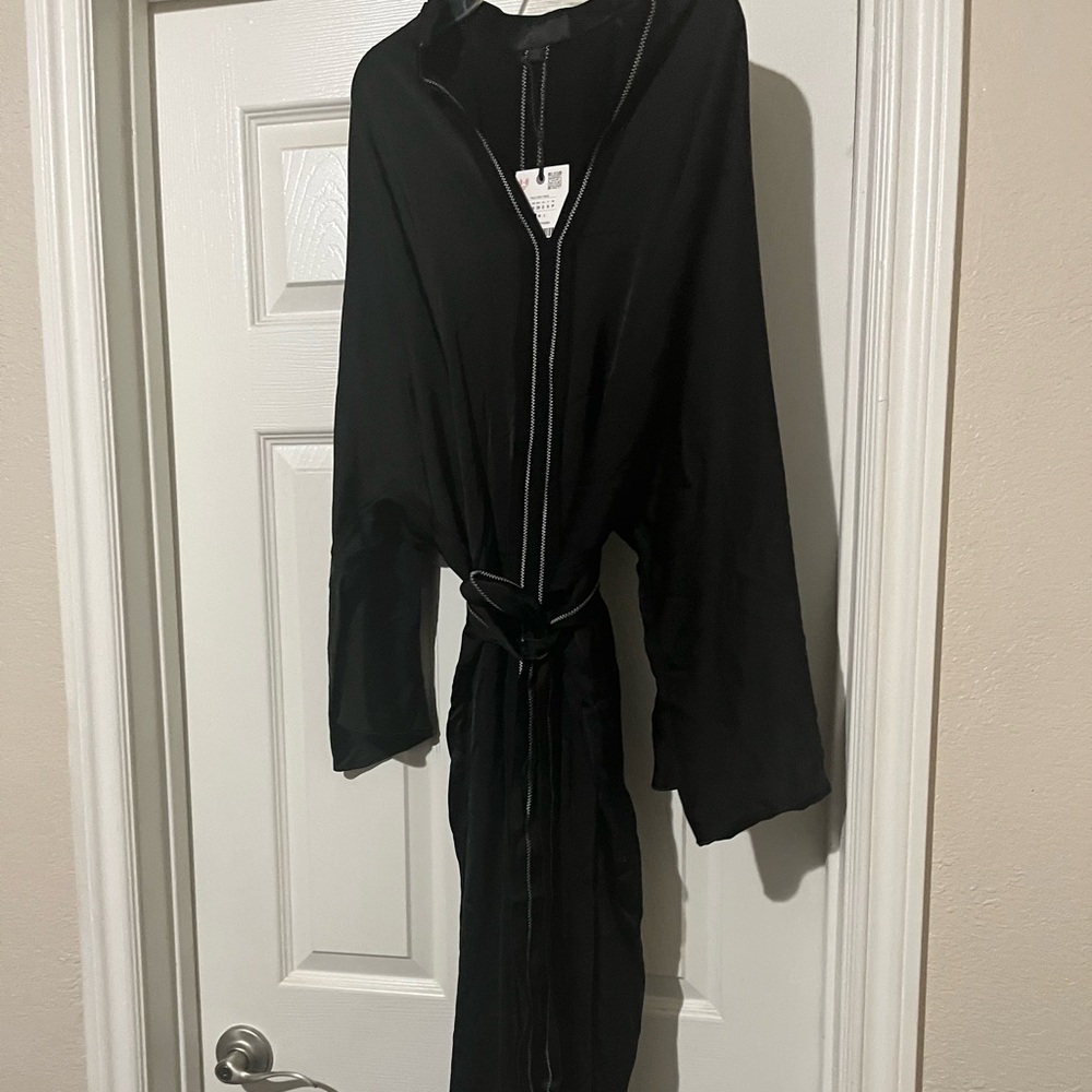 NWT Zara black kimono satin midi dress